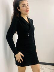 Crep kumas ceket yaka siyah elbise