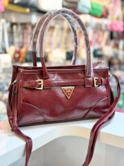 esramunisboutique Kemerli Deri Canta Bordo